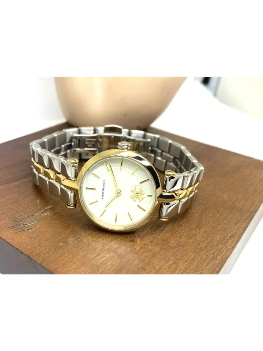 Tory Burch Women's Watch TBW2044 Quartz Cream Dial Two Tone Stainless Steel 30mm